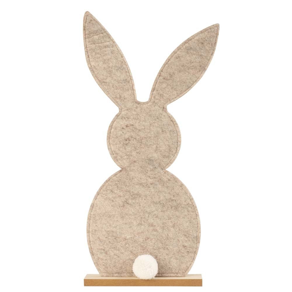 Mel-O-Design Osterhase Hasenfigur aus Polyester Filz auf Holzsockel Deko – Osterdeko (Höhe: 33 cm, Osterdeko, Frühlingsdekoration), Kleines Ostergeschenk