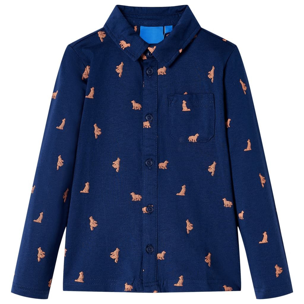 Langarmhemd Kinderhemd Marineblau 116