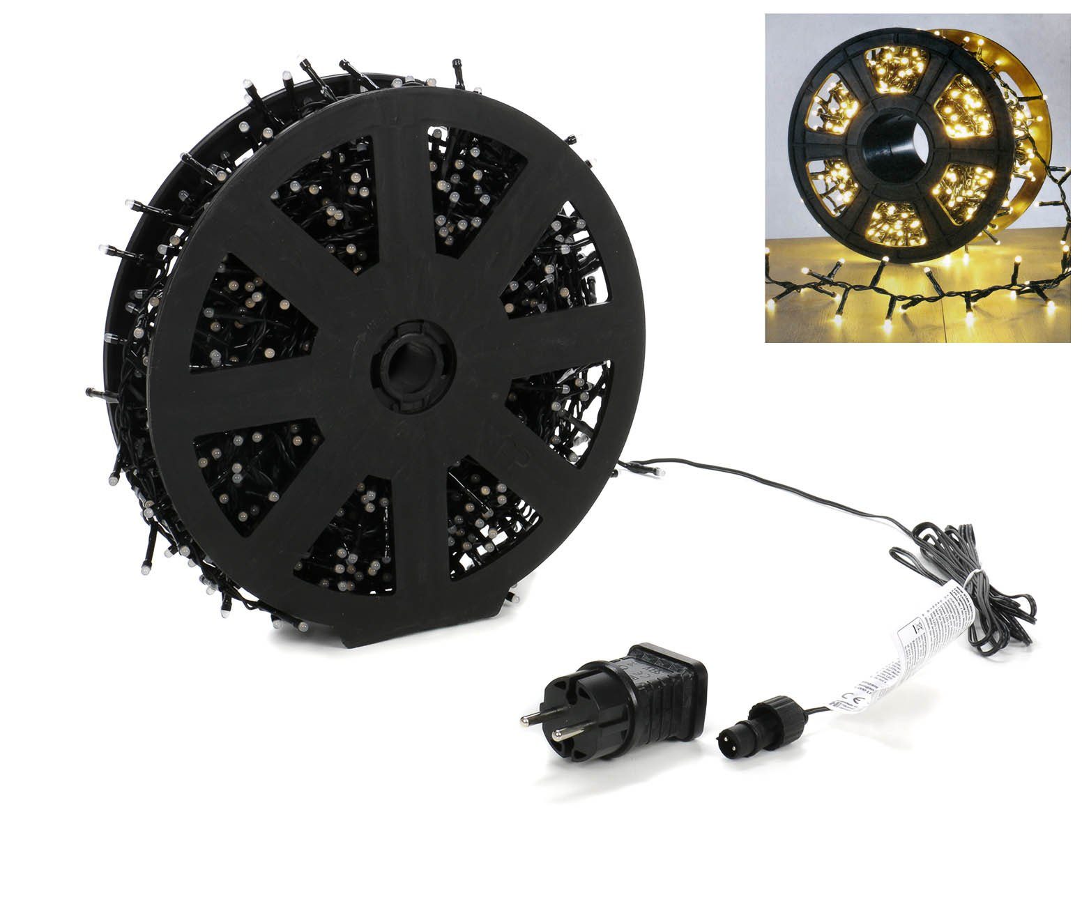 Bubble-Store LED-Lichterschlauch LED-Lichterkette, 1000 LED´s warmweiß, Lichterschlauch für Innen Außen, Weihnachtsdeko