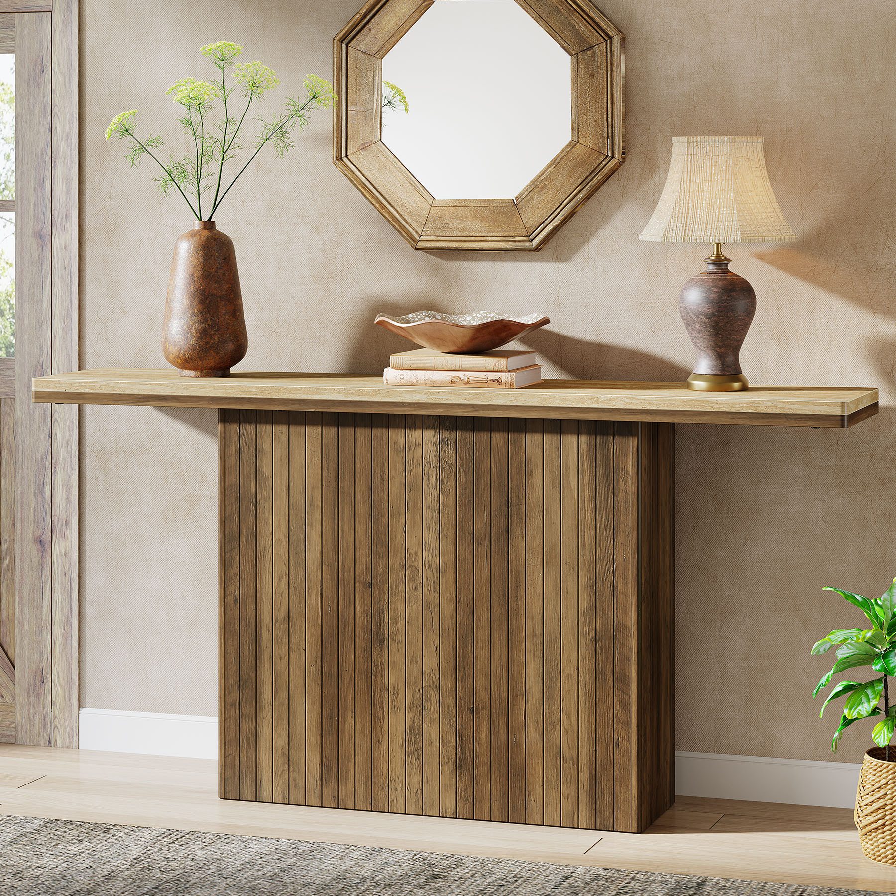 Tribesigns Konsolentisch Rustikaler Eingangstisch, 160 cm Sofatisch für Woh günstig online kaufen