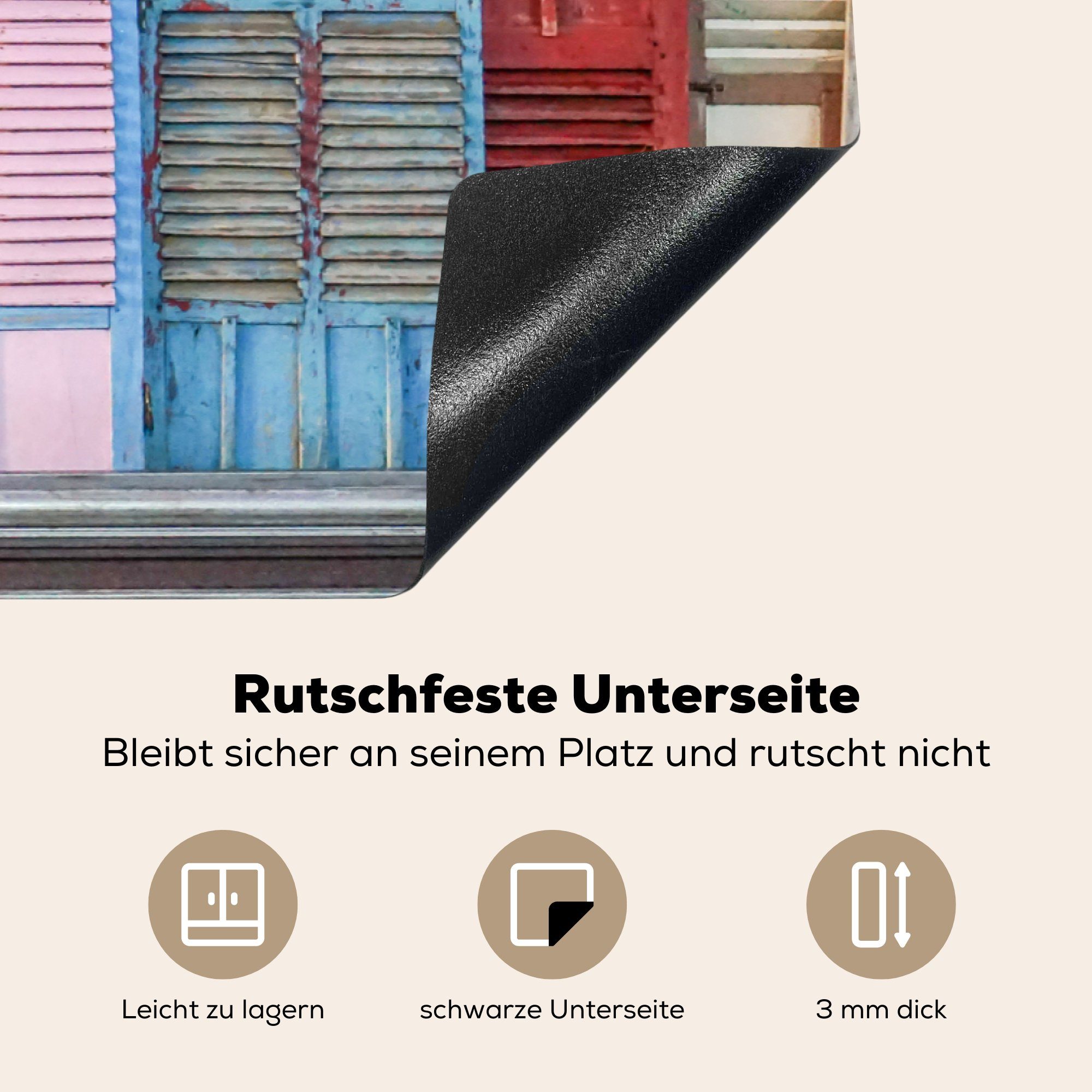 tlg), Vinyl, alte Herdblende-/Abdeckplatte Fensterläden, Induktionskochfeld küche, für Ceranfeldabdeckung Schutz Bunte (1 die MuchoWow 81x52 cm,