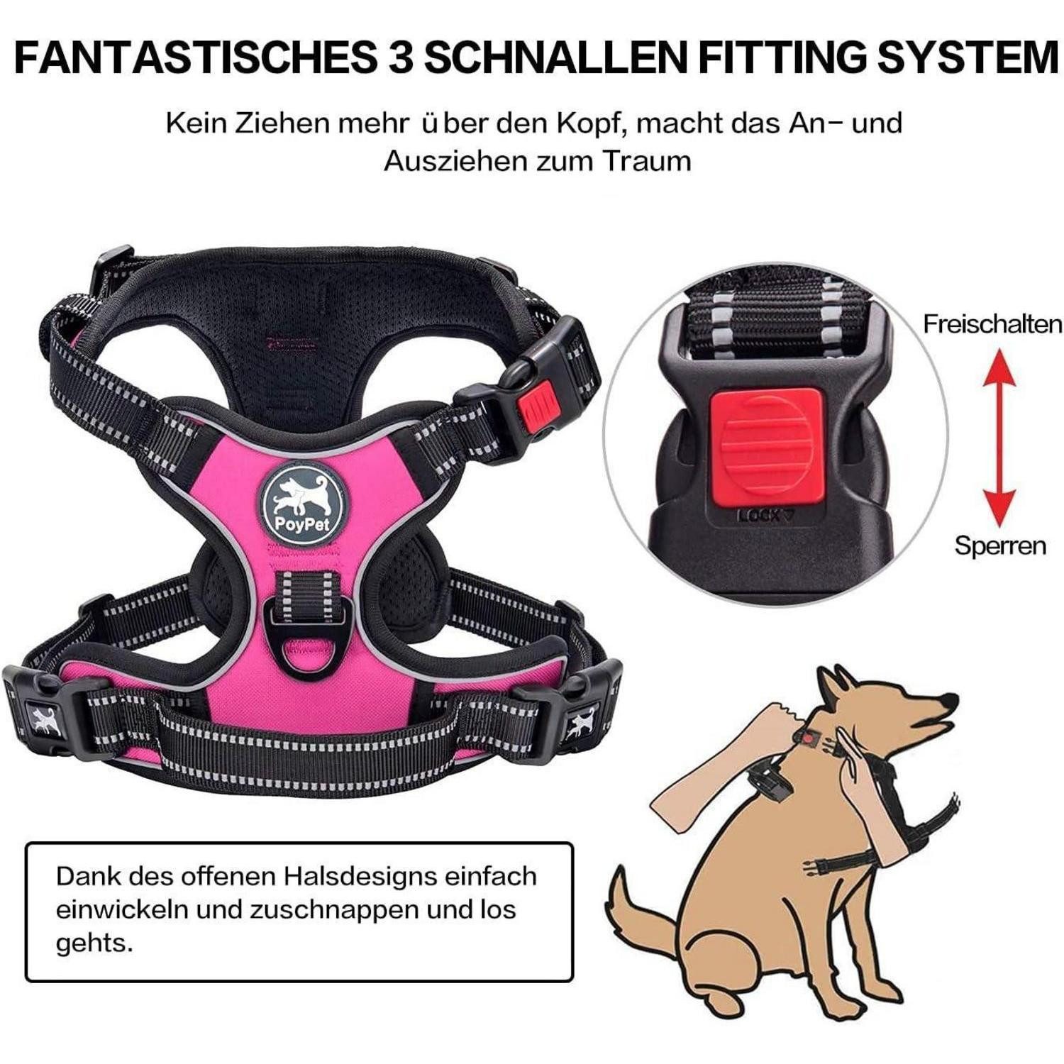 LuxusKollektion Hunde-Erziehungsgeschirr Hundegeschirr NoPull Reflektierend Front Griff Rückseite S Rosa