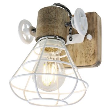 etc-shop Wandleuchte, Leuchtmittel nicht inklusive, Retro Wand Lampe Wohn Zimmer Beleuchtung Holz Spot Käfig Leuchte