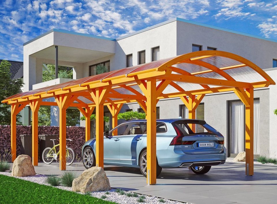 Skanholz Einzelcarport Franken, BxT: 376x969 cm, 220 cm Einfahrtshöhe