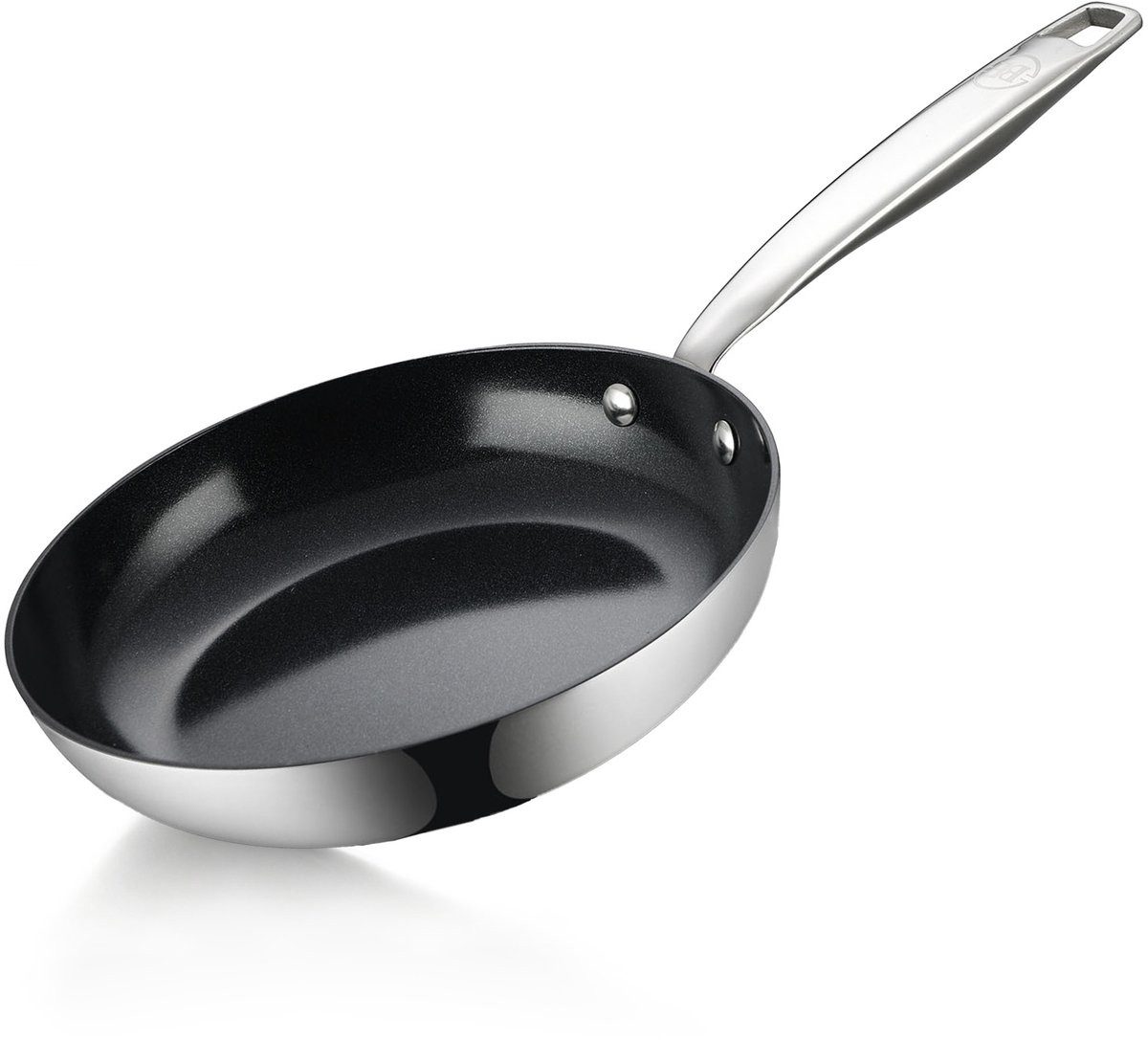 BE Living Bratpfanne Essential-Serie Edelstahl Keramik PFAS-frei für Induktion, Edelstahl (1-tlg), PFAS-freie Keramik-Antihaftbeschichtung, induktionsgeeignet