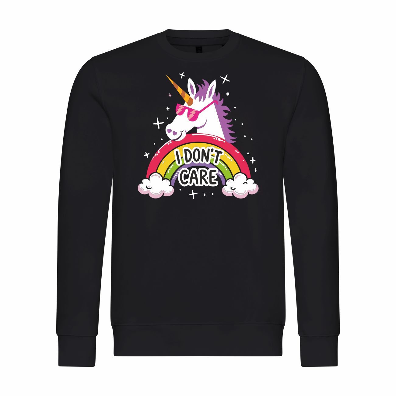 deinshirt Rundhalspullover Herren Pullover Einhorn I dont care Mit Print Motiv, Grafik