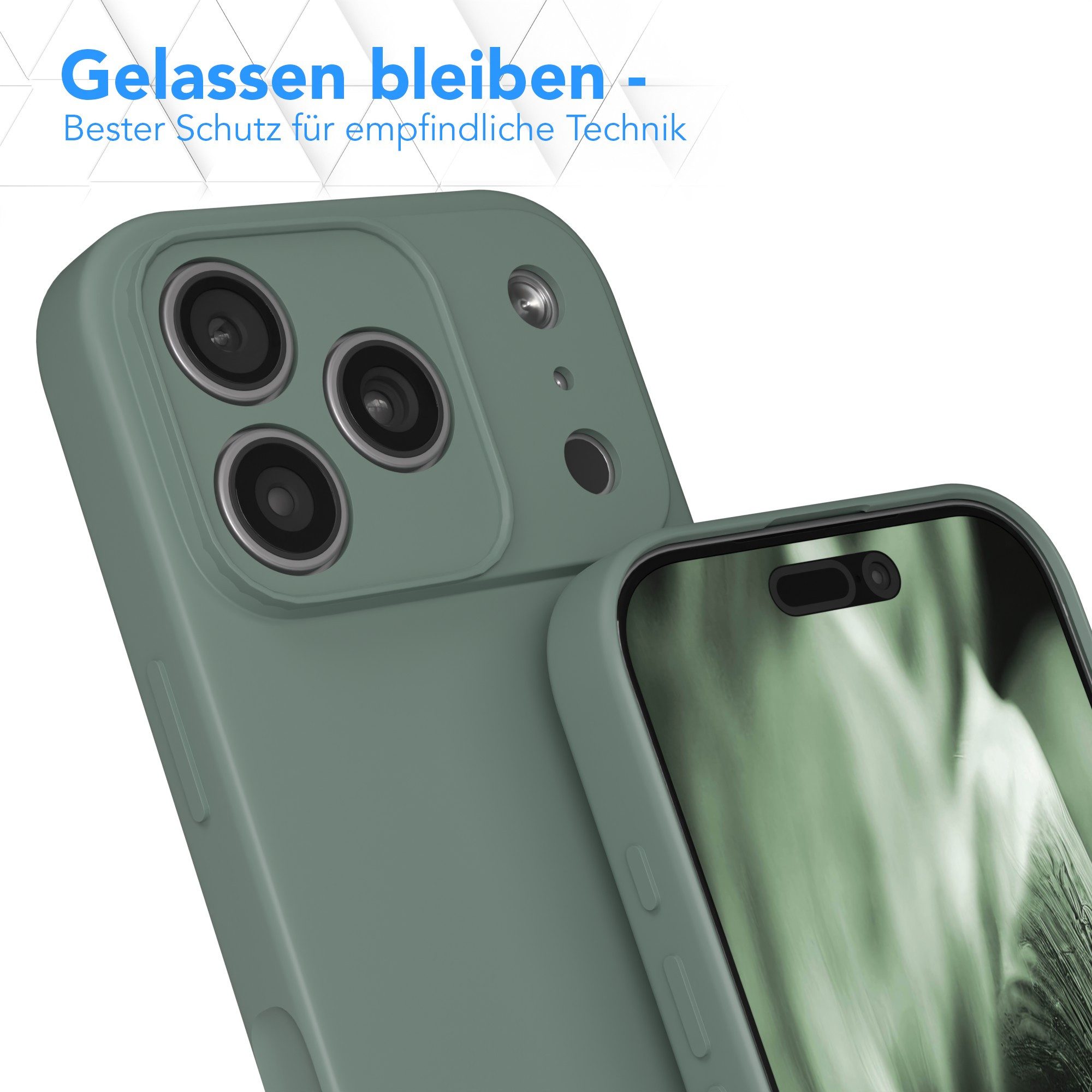 EAZY CASE Handyhülle für Apple iPhone 17 Pro Hülle Silikon 6,3 Zoll, Schutzhülle mit Kameraschutz stoßfest telefonhülle Matt Dunkelgrün – Bild 4 von 5