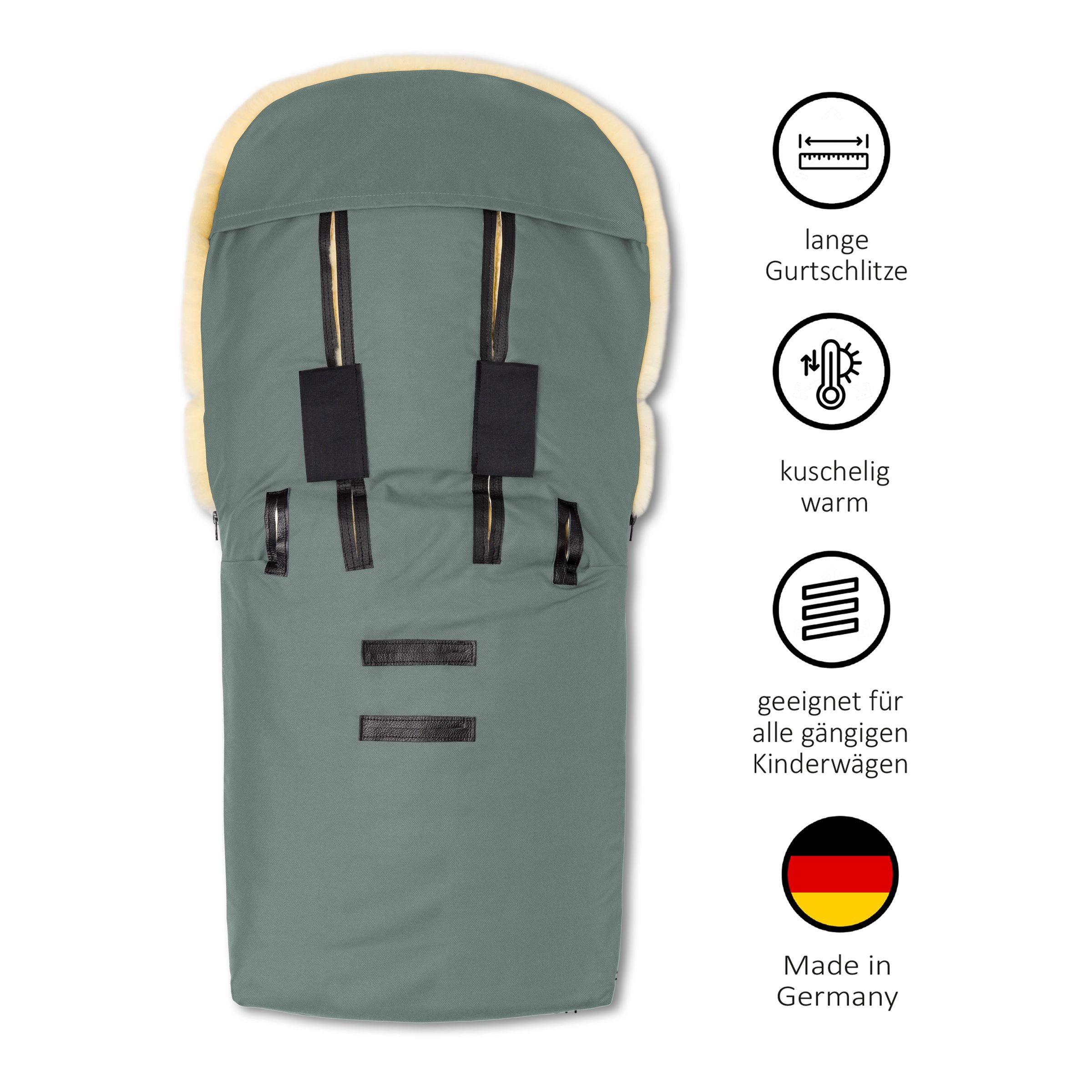 Hofbrucker seit 1948 Fußsack Lammfell-Fußsack Putzi für Kinderwagen und Buggy, warmer Winterfußsack mit echtem Lammfell wasserabweisend und