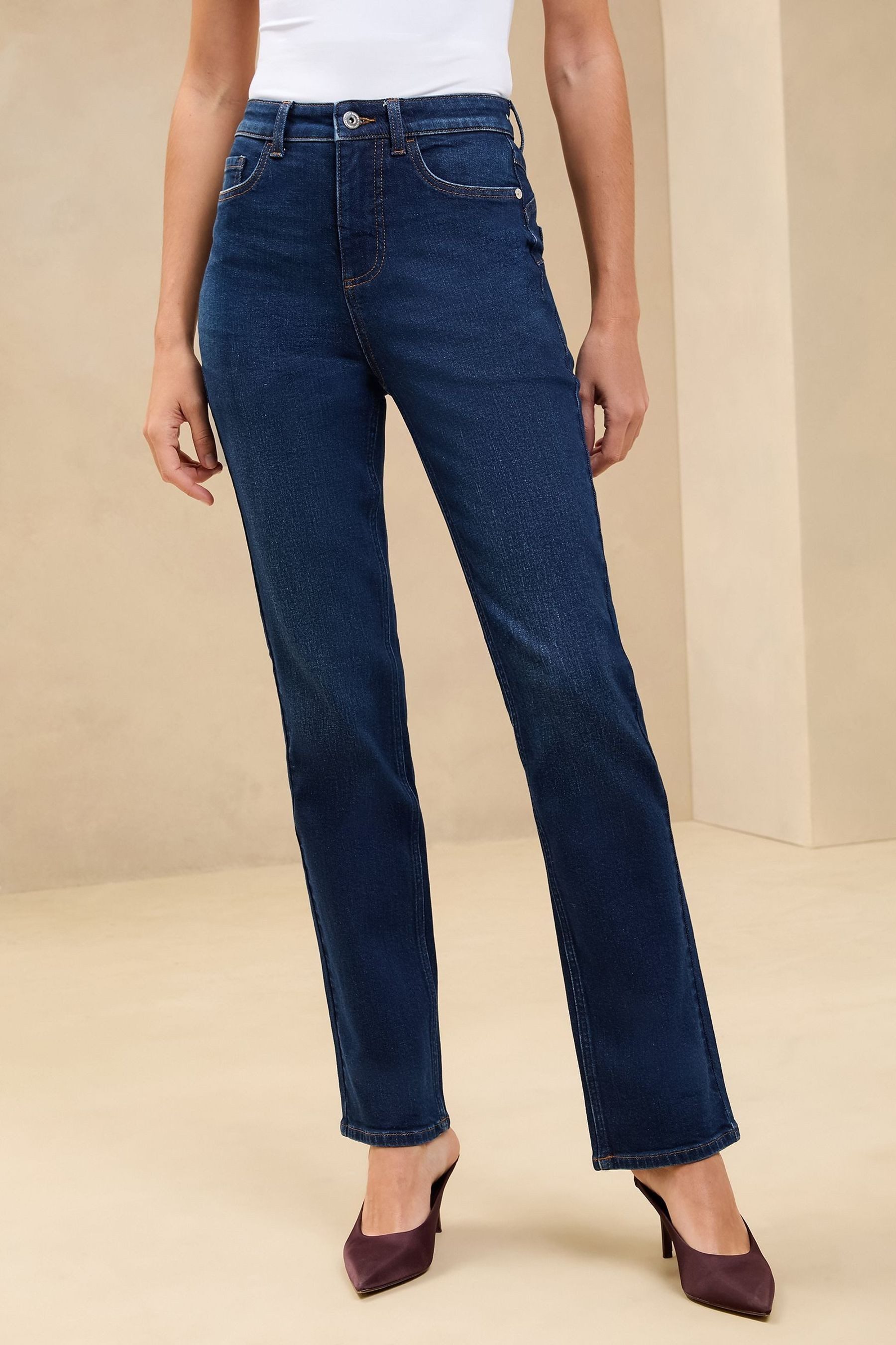 LIPSY Taillenjeans Lipsy Straight Fit Jeans mit hoher Taille, Petite (1-tlg)