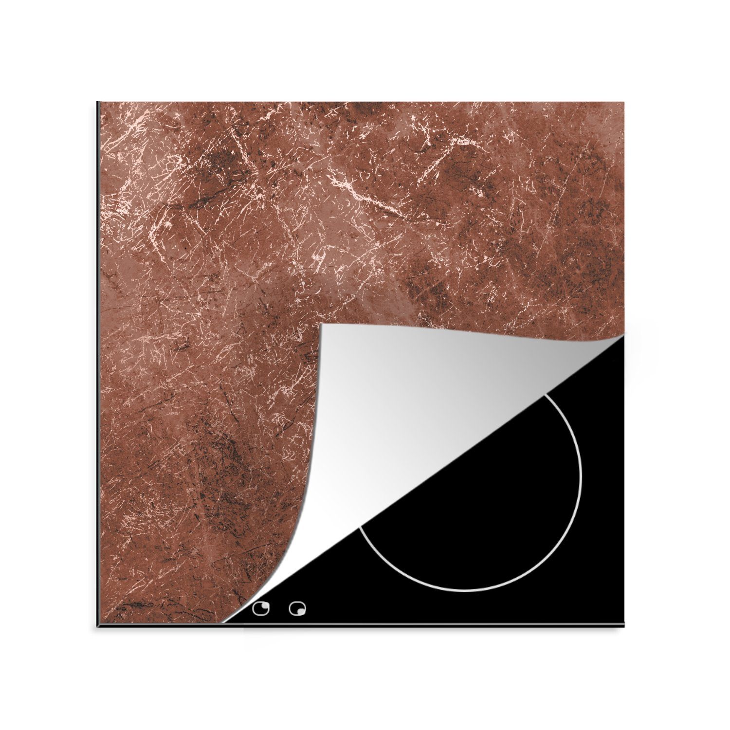 MuchoWow Herdblende-/Abdeckplatte Marmor - Muster - Rot, Vinyl, (1 tlg), 78x78 cm, Ceranfeldabdeckung, Arbeitsplatte für küche