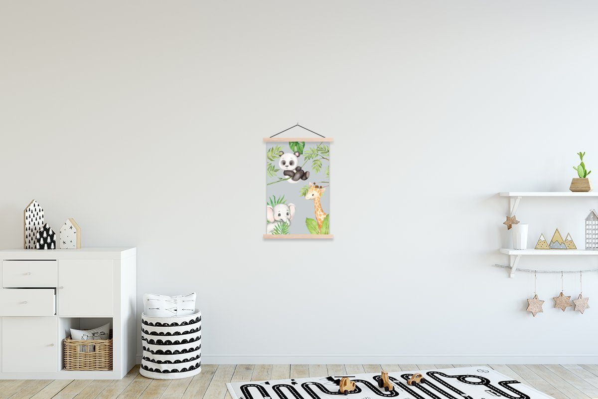 MuchoWow Poster Tiere - Kinder - Dschungel, (1 St), Posterleiste, Textilposter für Wohnzimmer, Bilderleiste, Magnetisch