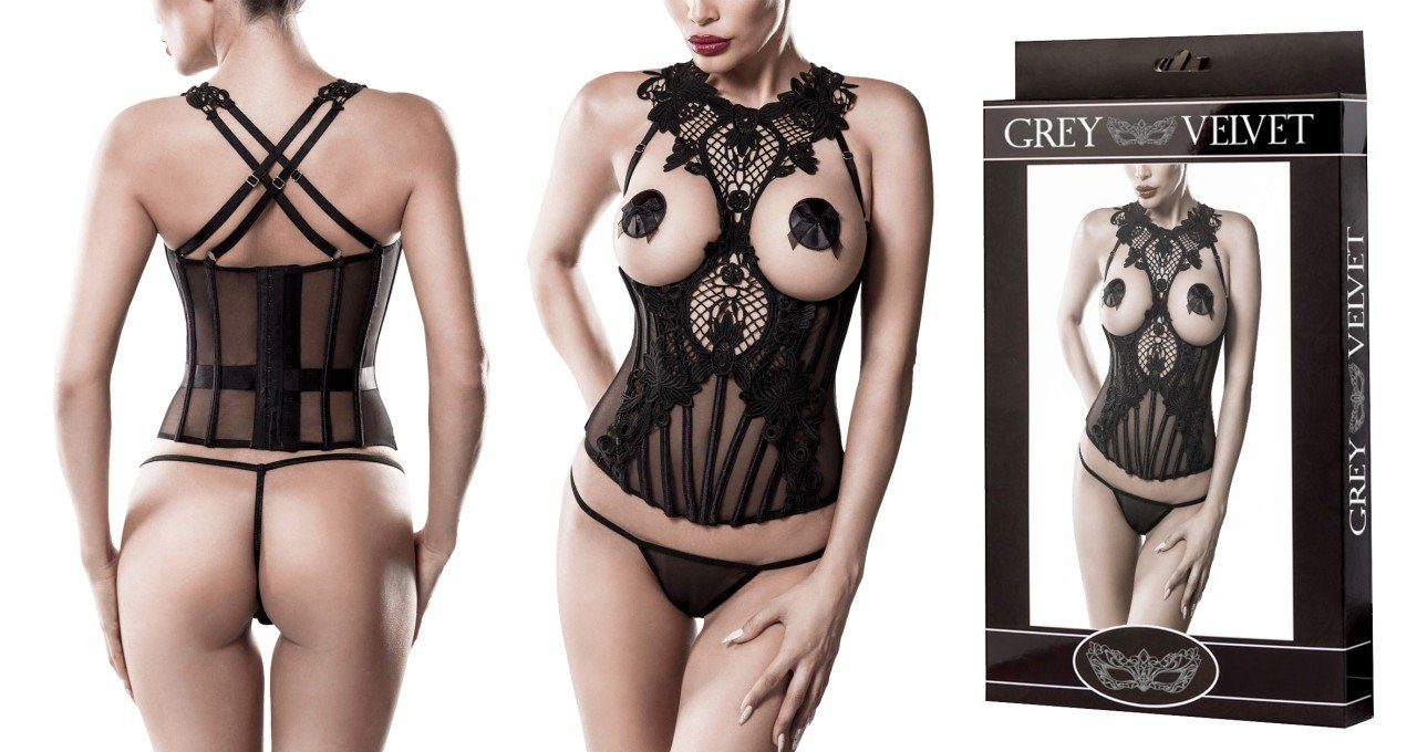 Grey Velvet Corsage GREY VELVET 2 - teiliges Корсети - Set - (L,M,S,X