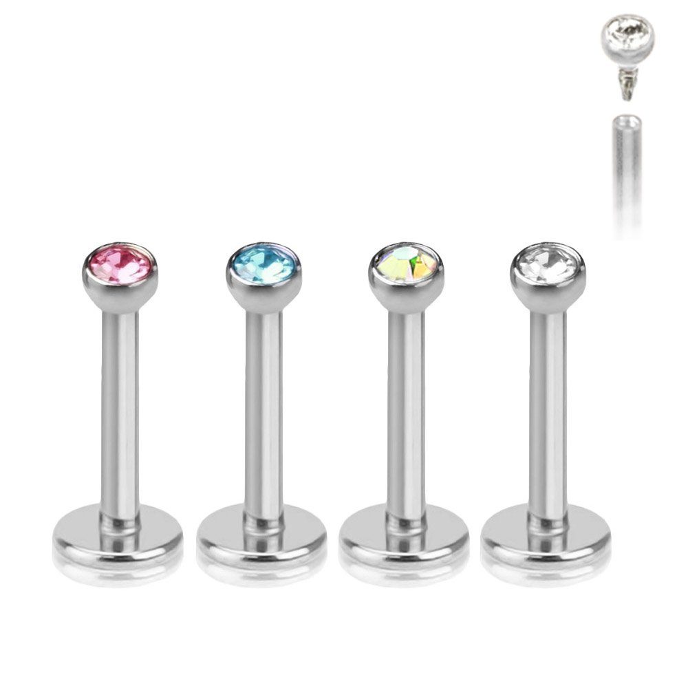 viva-adorno Piercing-Set Lippen Piercing Stecker mit Stein Tragus Labret St günstig online kaufen