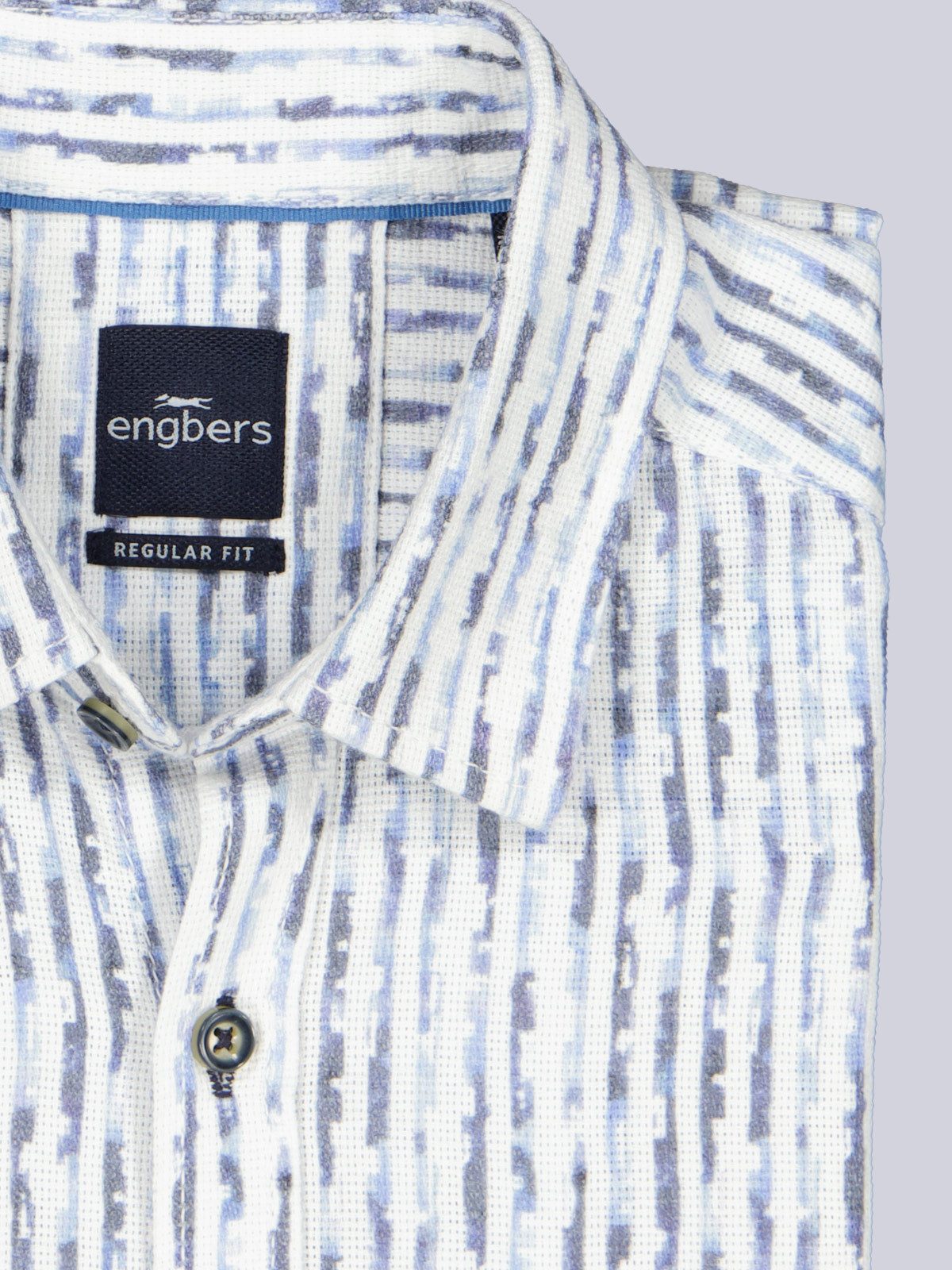 Engbers Kurzarmhemd Herren Kurzarmhemd mit Streifen und Brusttasche, Saphirblau