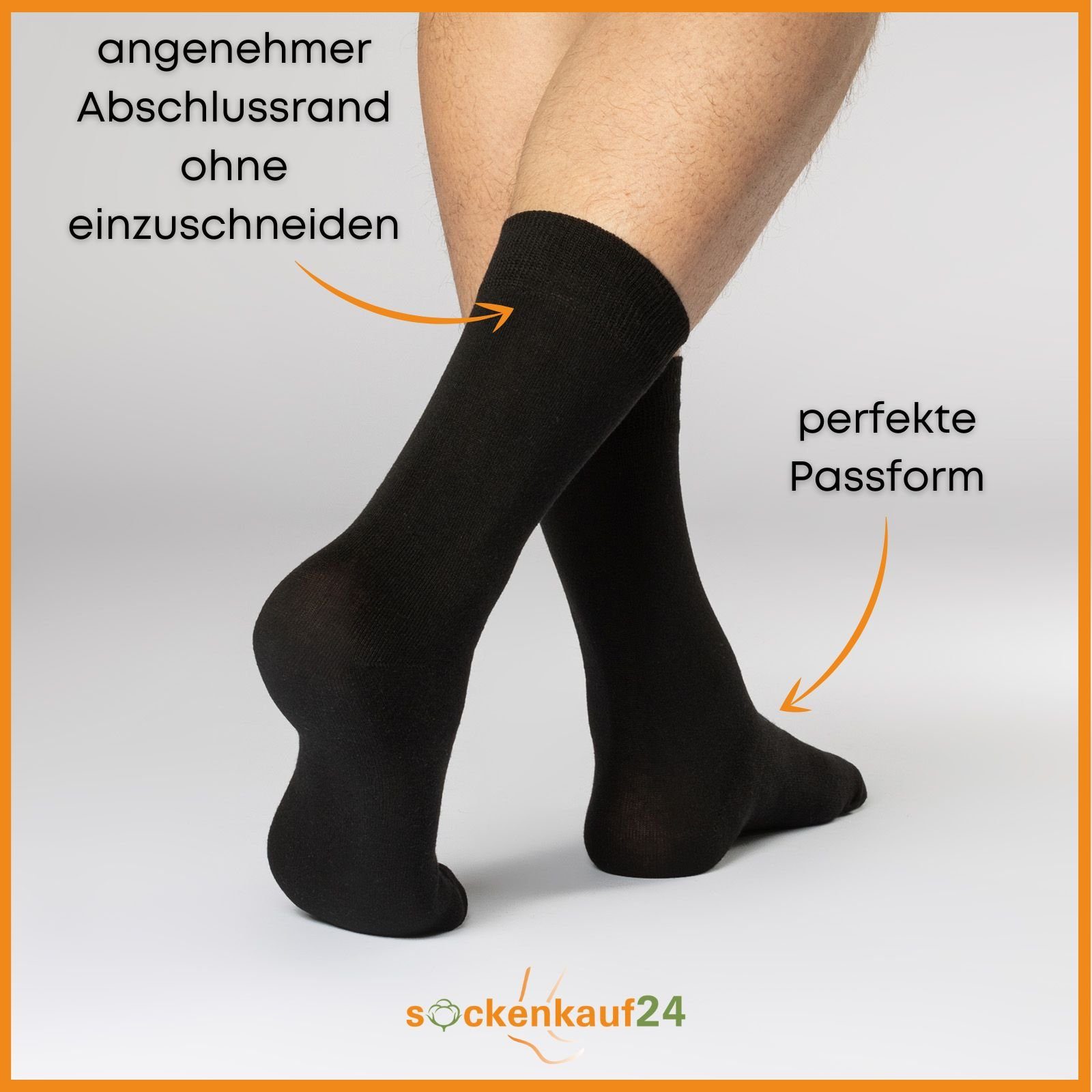Graumix mit Strümpfe Socken 12 Damen Komfortbund & sockenkauf24 Baumwollsocken Herren Paar