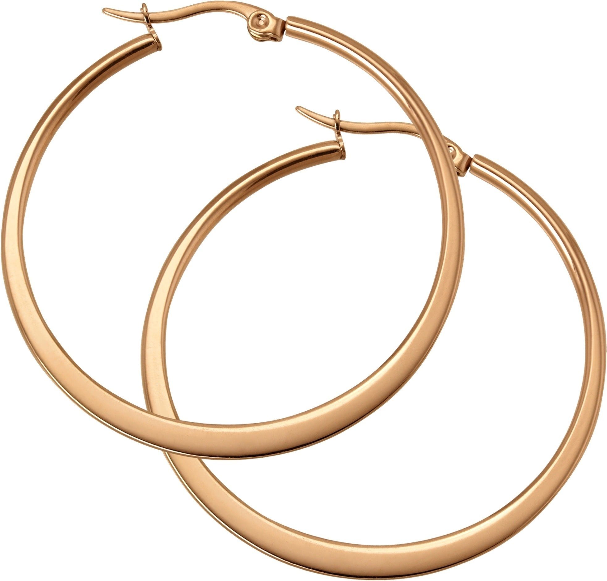 Amello Paar Creolen Amello Ohrringe Edelstahl Creolen 40mm (Creolen), Damen Creolen aus Edelstahl, vergoldet (Roségold 333), rosegold