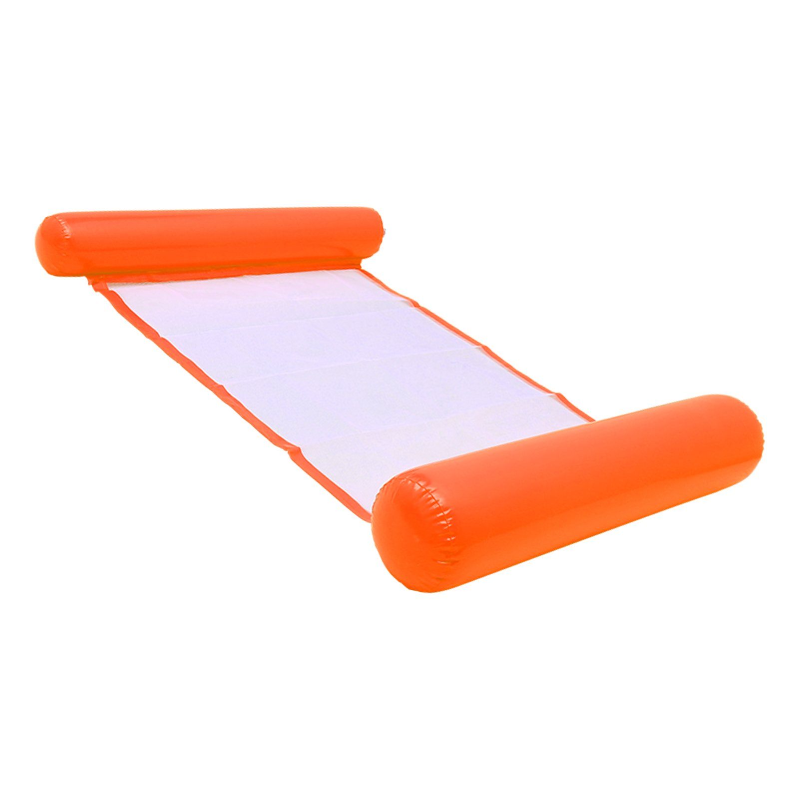 Clanmacy Schwimmreifen Wasserliege Schwimmliege Wasserhängematte Wassermatratze Luftmatratze (Badeinsel Schwimmliege aufblasbar Lounge Pool 120X75CM), 120X75CM Orange