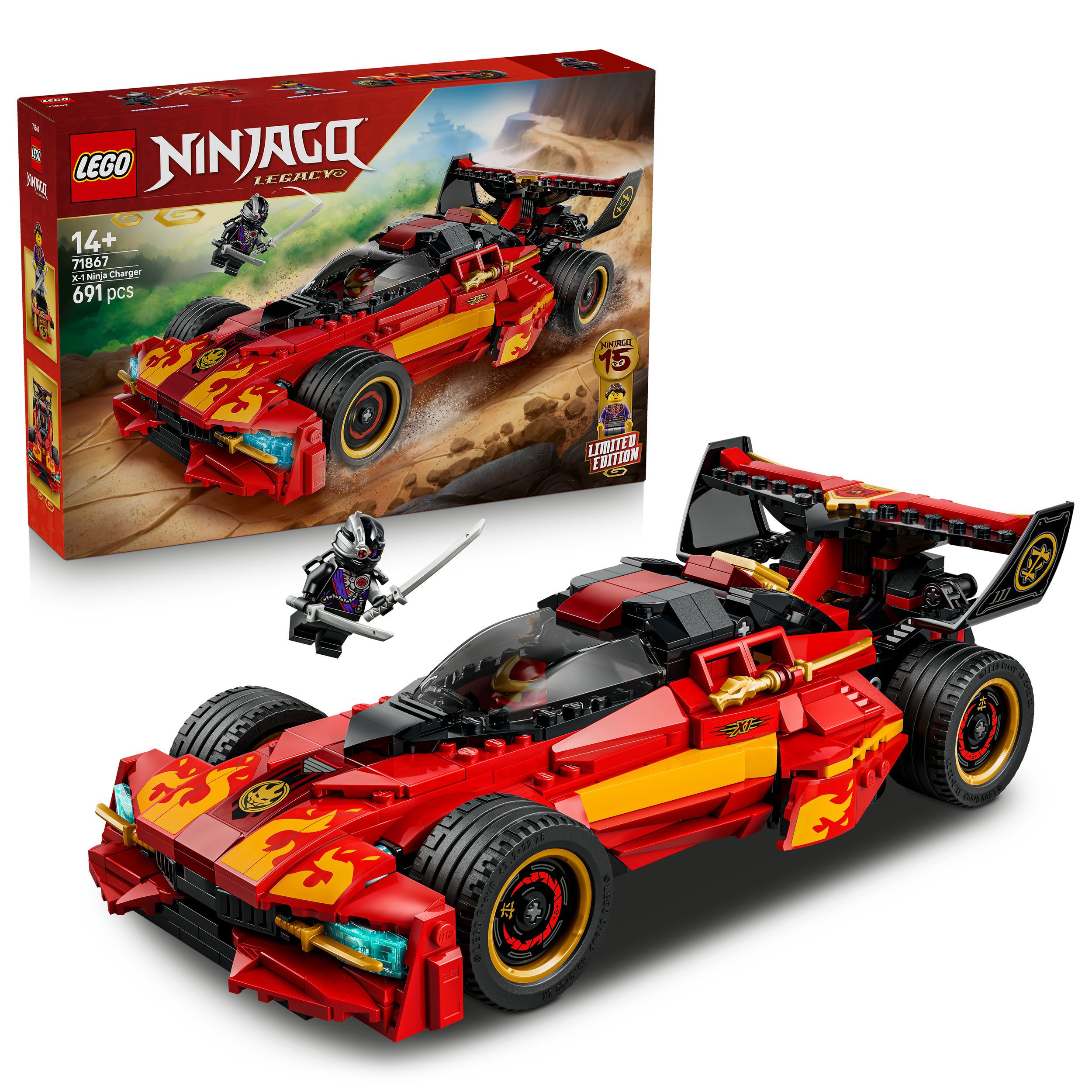 LEGO® 15-jähriges Jubiläum: X-1 Ninja Supercar (71867), LEGO Ninjago Konstruktionsspielsteine, (691 St), Made in Europe