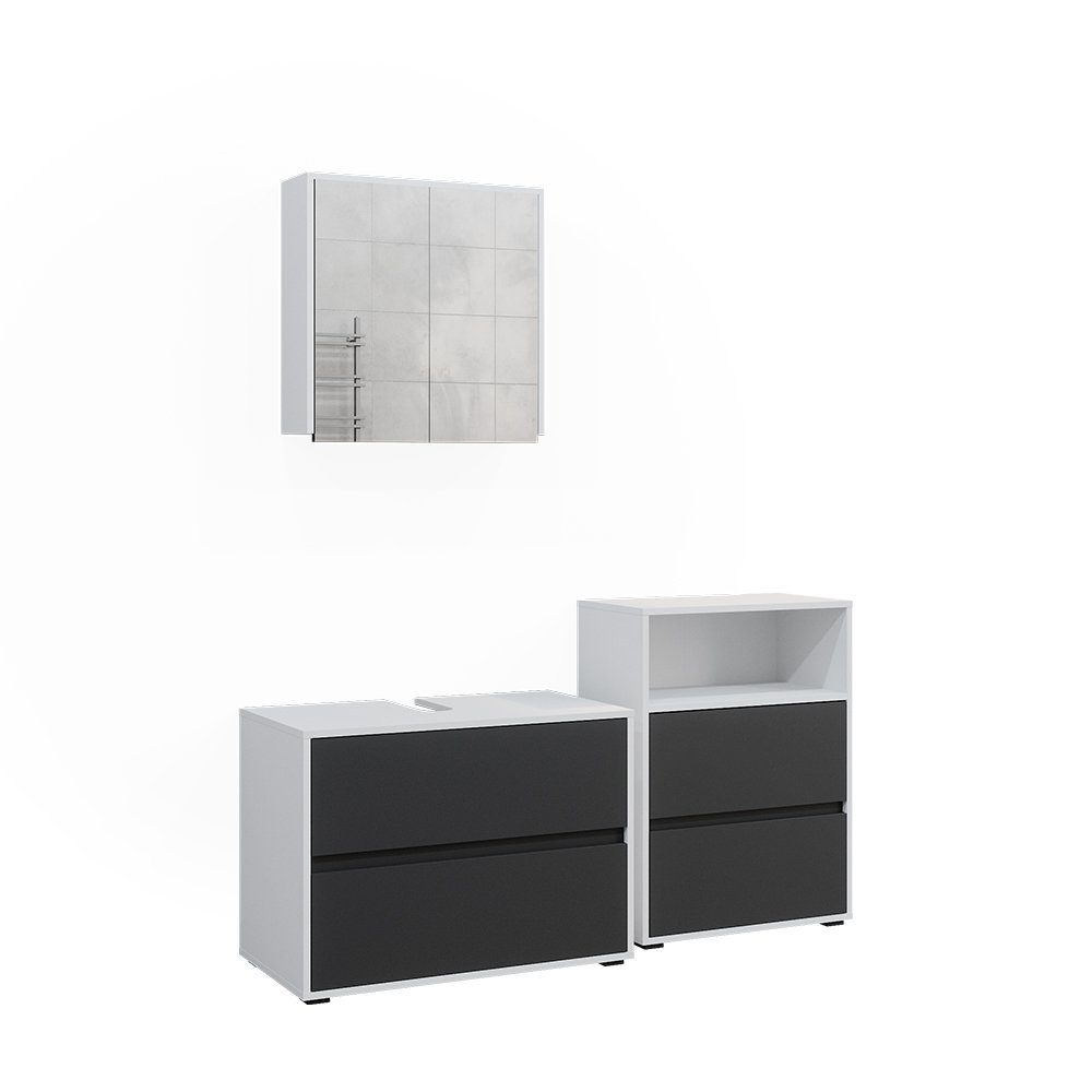 Vicco Badmöbel-Set Maltin, Weiß/Anthrazit, 3 Teile, günstig online kaufen