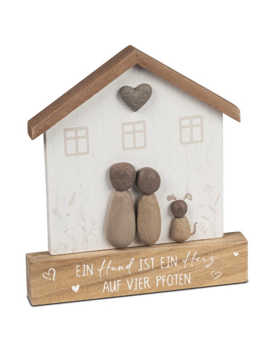 formano Dekofigur Haus mit Hund stehend Holz handbemalt Spruch Kunststeinfiguren 15x20cm (1 St)