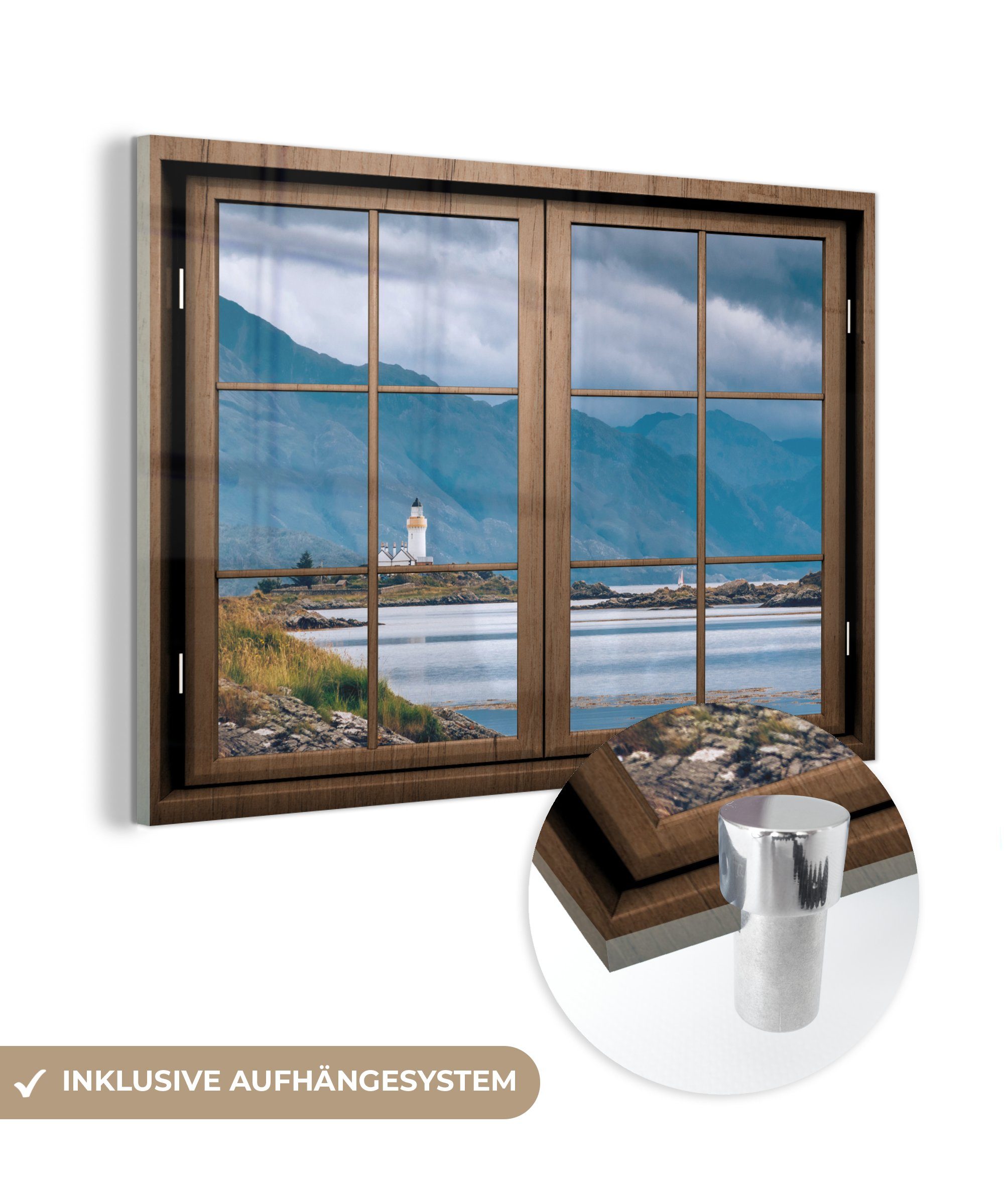 MuchoWow Acrylglasbild Aussicht - Wasser - Leuchtturm, (1 St), Glasbilder - Bilder auf Glas Wandbild - Foto auf Glas - Wanddekoration