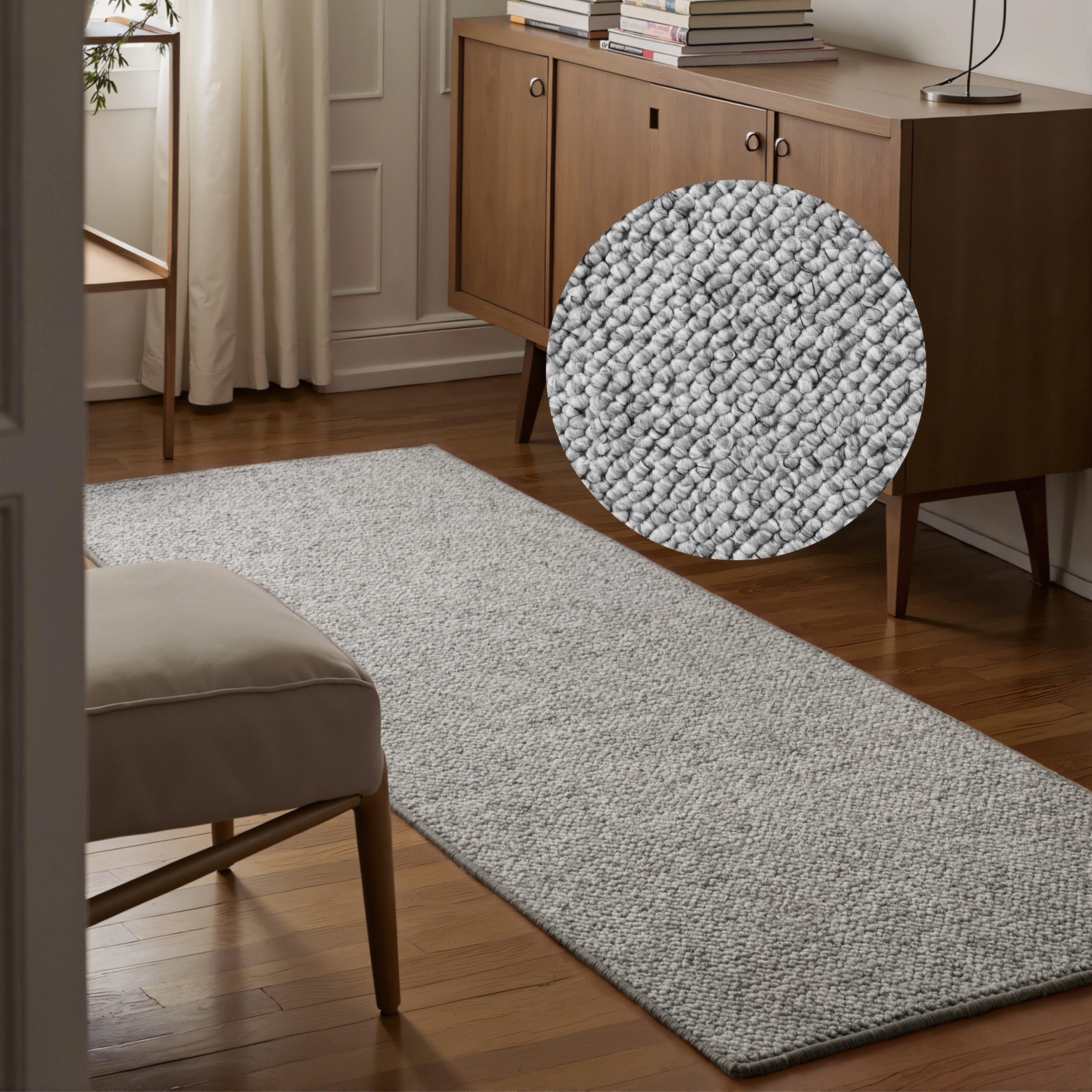 HANSE Home Teppich Wolly 2, rechteckig, Höhe: 12 mm, Flachgewebe, Läufer, Skandi, Woll-Optik, Esszimmer, Wohnzimmer, Flur