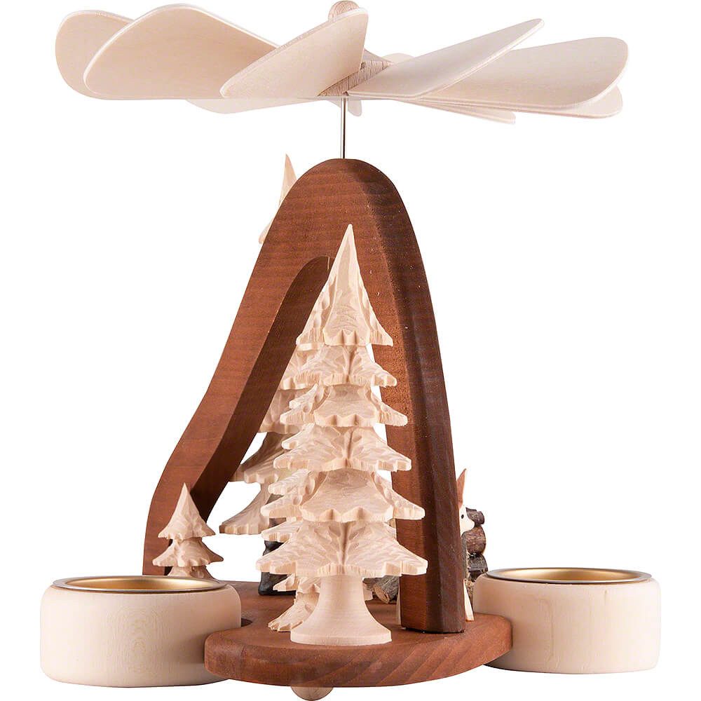 RATAGS Kunsthandwerk Weihnachtspyramide 1-stöckige Pyramide Massivholz Waldarbeiter (17cm) von RATAGS Holzdesi