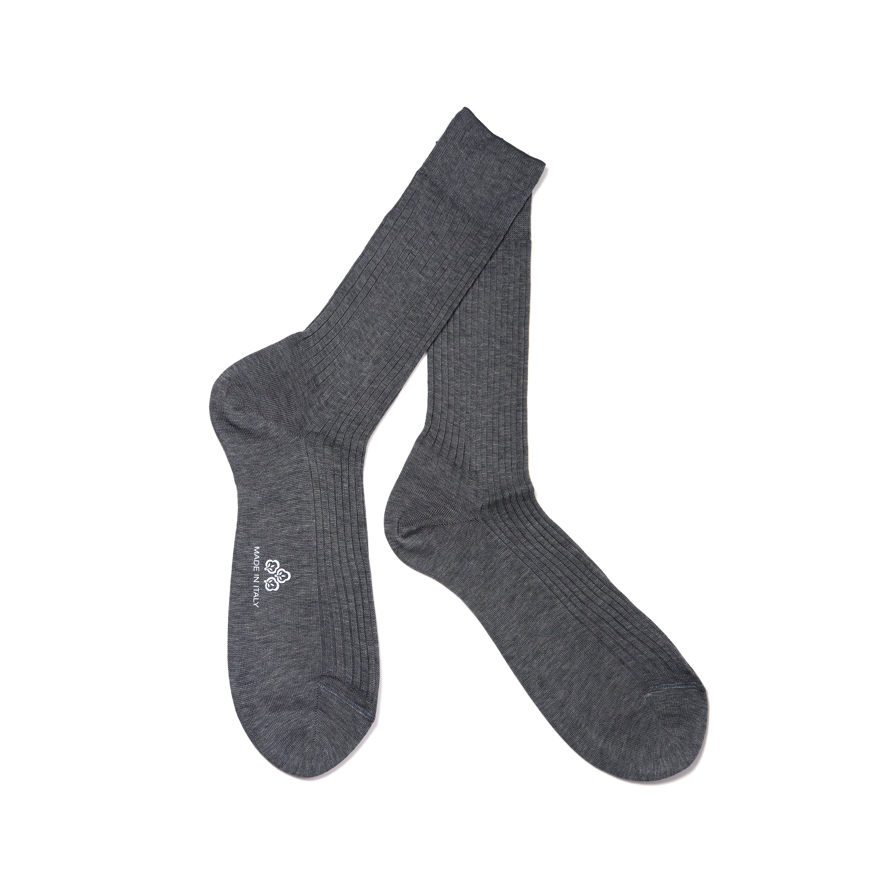 Di Carlo Socken (1 Paar) Gentleman-Socken, Business-Socken, aus Baumwolle, Made in Italy Grau