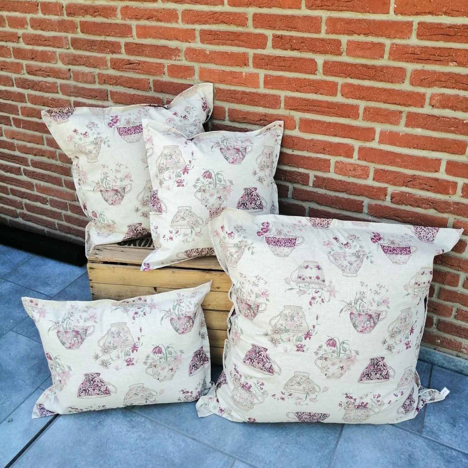 Kissenbezüge Gartenkissenhülle aus beschichteter Mit mit Baumwolle: Liebe dekoriert Tasse Blumen