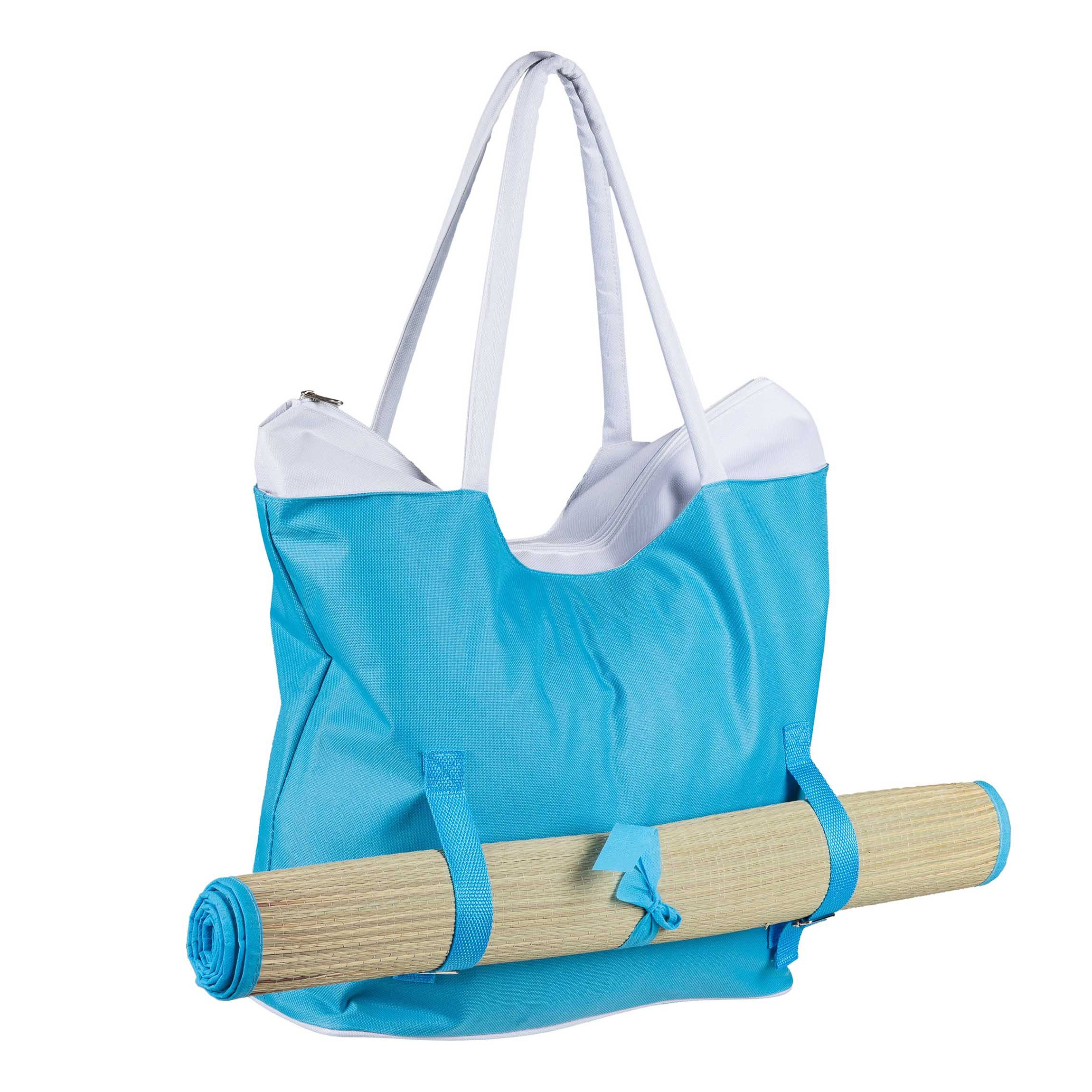 Bubble-Store Strandtasche mit Strandmatte (fixierbar), Strandtasche mit Reißverschluss und 2 Trageriemen