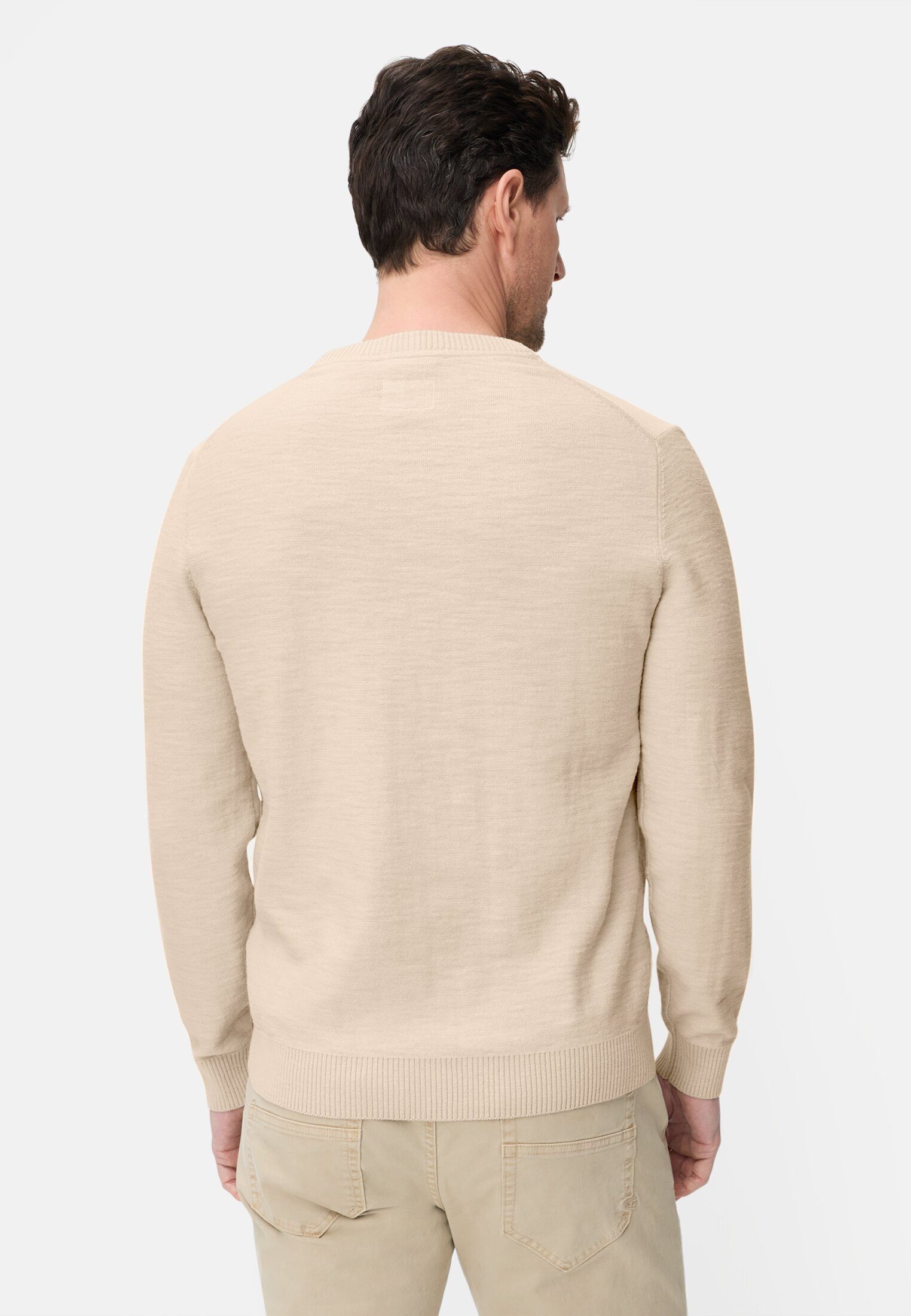 camel active Strickpullover aus reiner Baumwolle Langarm Markenlogo