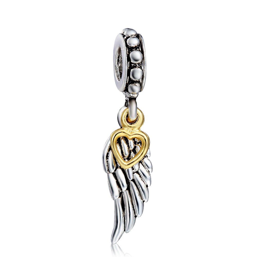 Schmuck-Elfe Bead Engelsflügel Herzens-Engel, 925 Sterling Silber teilvergoldet