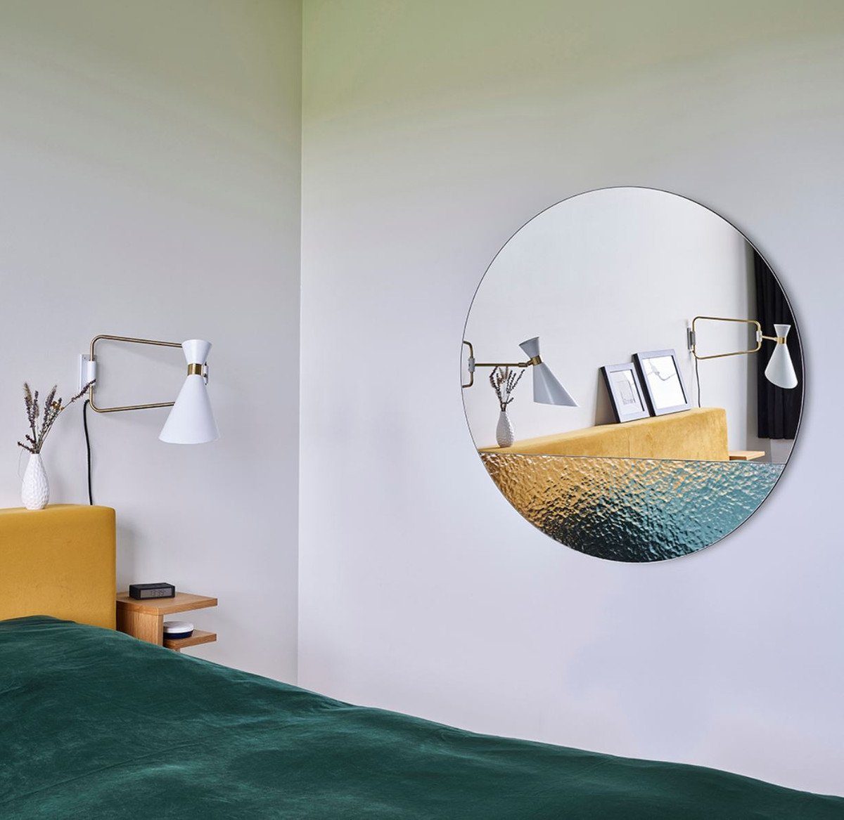 Casa - Luxus Qualität Ø Oberfläche Wohnzimmer - Garderoben Runder Padrino mit Luxus Spiegel Spiegel 96 Spiegel - Wandspiegel Wandspiegel - cm strukturierter