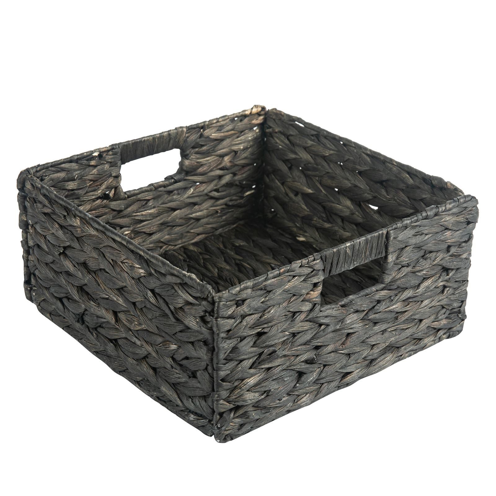IDIMEX Dekokiste LANZI (Set), Aufbewahrungskorb Wasserhyazinthe, 2er Set Regalkorb 32x32cm schwarz