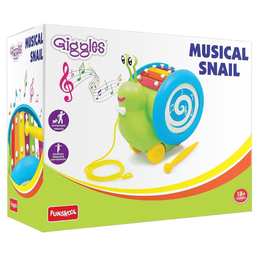 Funskool Nachziehspielzeug Ziehspielzeug mit Musik & Stapelspiel – Motorikspaß ab 12 Monaten, (Motorik-Ziehspielzeug für Kinder), Mit Xylofon, Trommel, Stapel- & Sortierspiel – fördert Motorik