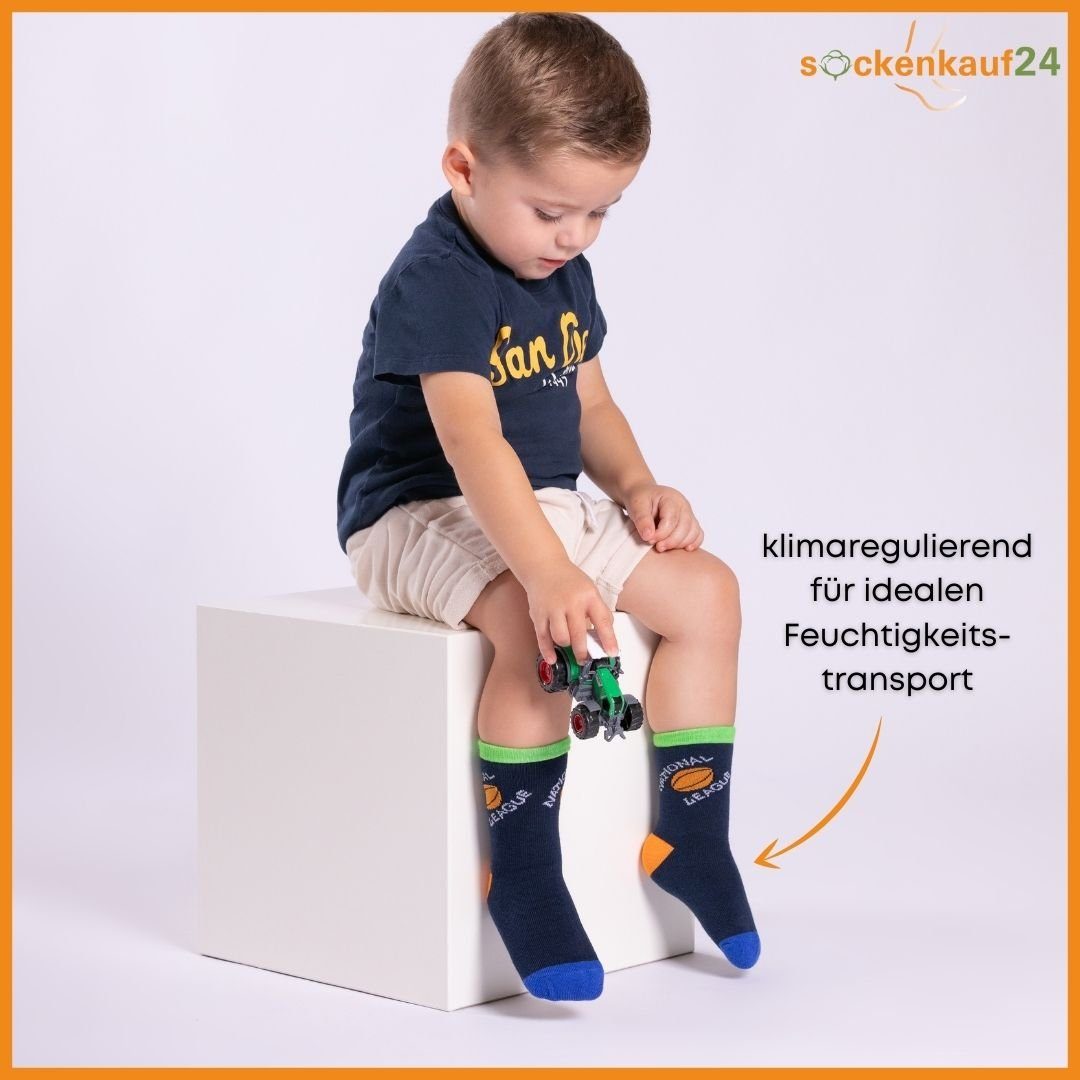 sockenkauf24 Socken 10 Paar Kinder Socken Jungen & Mädchen Baumwolle Kindersocken (31-34) - 54353