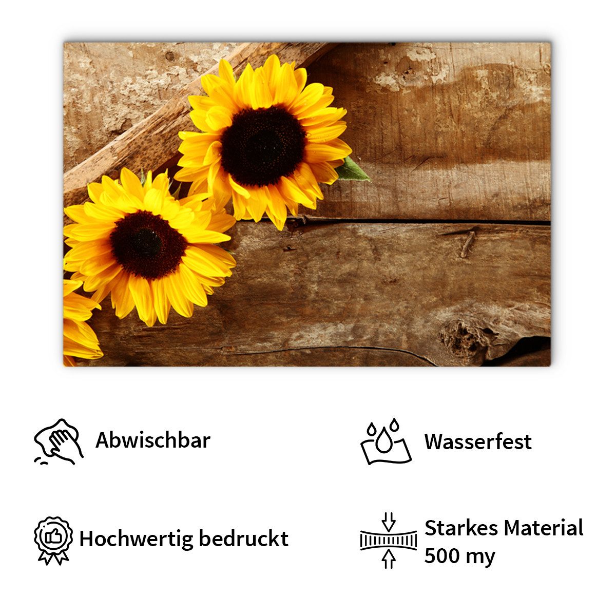 matches21 HOME & HOBBY Platzset Abwaschbare Tischsets 4er Set Sommer Sonnen-Blumen, (4-St), Platzsets als Tisch-Untersetzer und Tisch-Deko für Esstisch Teller