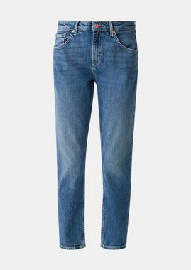 comma casual identity 5-Pocket-Jeans Relaxed: Jeans mit geradem Beinverlauf Waschung, Leder-Patch, Kontrast-Details