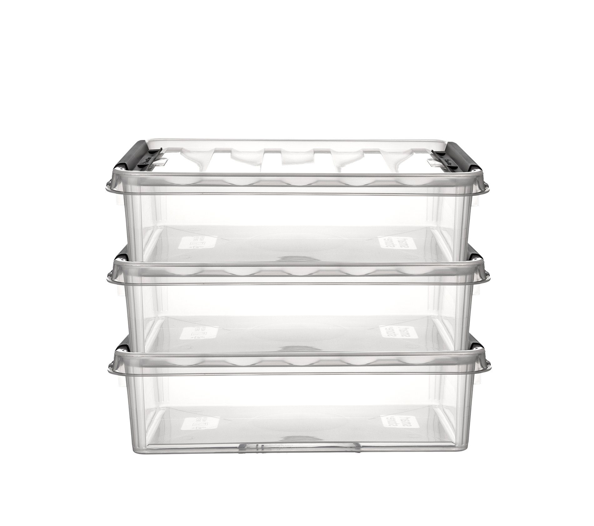 Orthex Stapelbox 3x stapelbare Box Smart Store Classic 14 transparent Deckel & Verschlu (3 St)