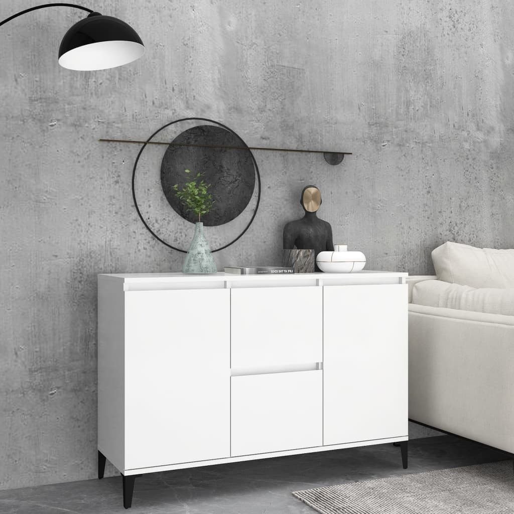 vidaXL Sideboard NA Sideboard Weiß 104x35x70 cm mit 2 Schubladen und 2 Türen für Wohnzi