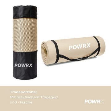 POWRX Yogamatte Gymnastikmatte Yogamatte (Beige 183x60cm, Dicke 1-1,5cm), Beige 183 X 60 X 1 Cm 183 X 60 X 1 Cm Nitril-Butadien-Kautschuk