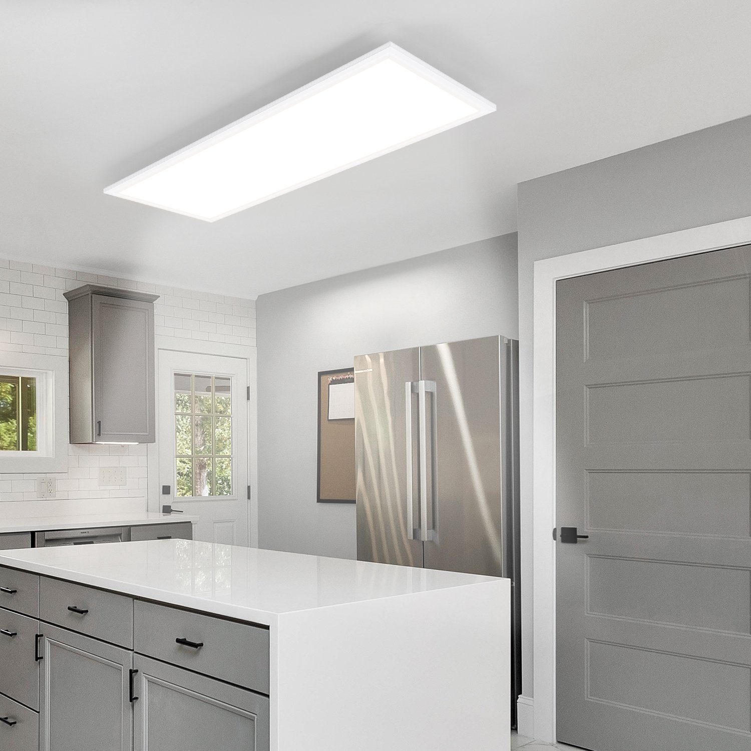 Weiß Küche mit LED für Schlafzimmer Dimmbar integriert, LED Kaltweiß, Wohnzimmer 80x30CM Rechteckige, Deckenlampe Deckenleuchte Panel 39W Büro Flach Neutralweiß, fest Fernbedienung, Nettlife Warmweiß,