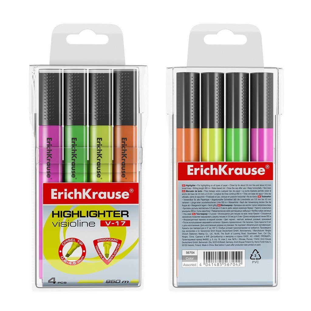 Erich Krause Marker, Textmarker V-17 Neon 4er Set