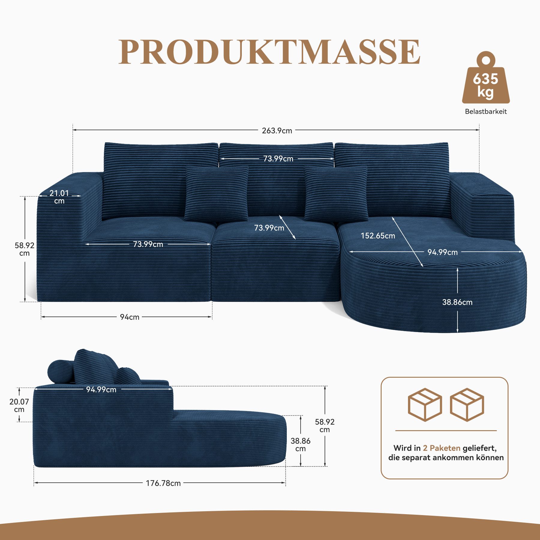 HawthyHome Ecksofa L-form 264x177cm Cloud-Sofa aus günstig online kaufen