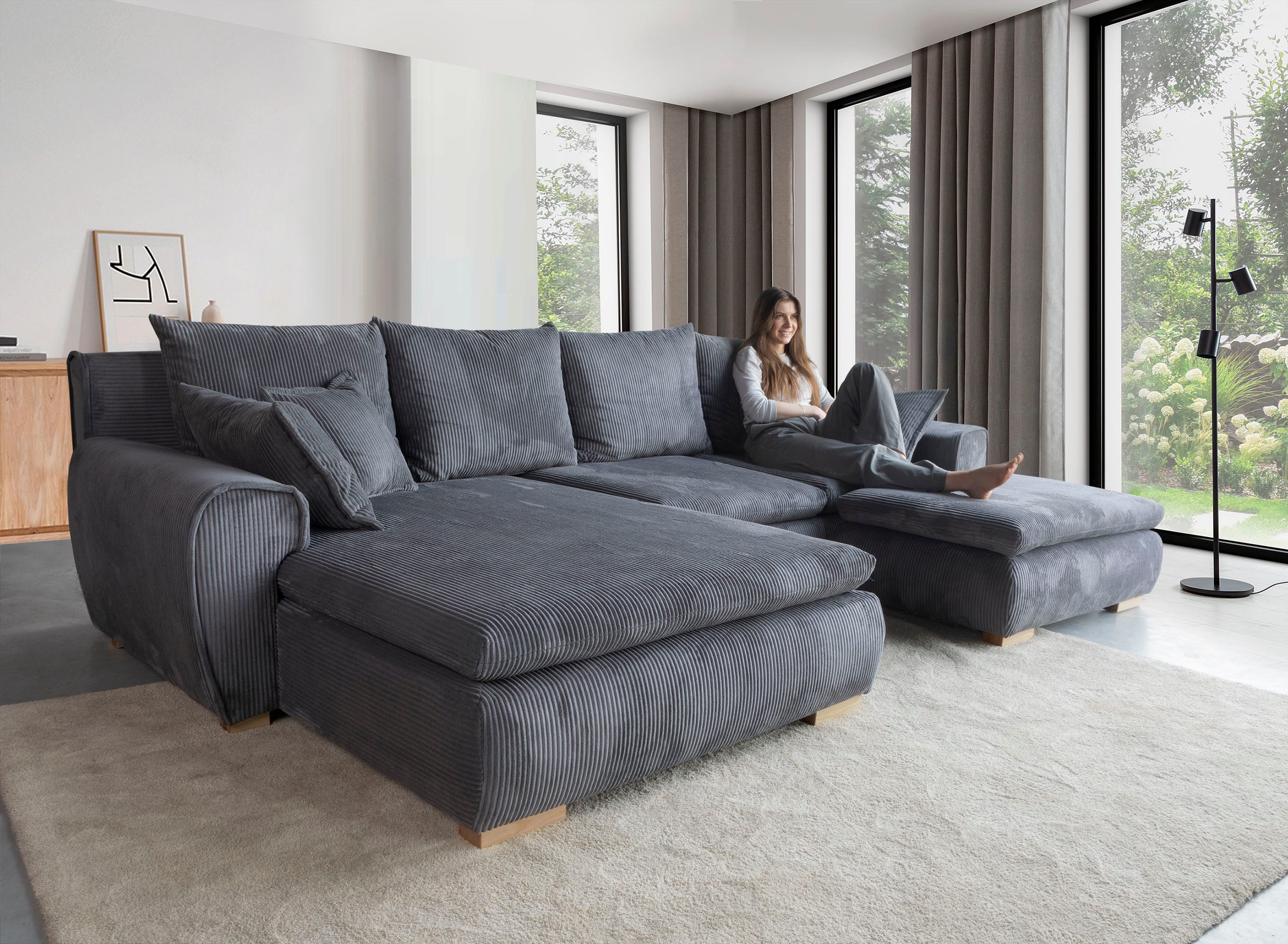 Home affaire Ecksofa Katja L-Form, Cord günstig online kaufen