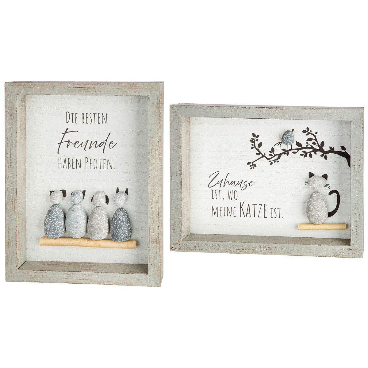 GILDE Wanddekoobjekt Wandbild Pfotenliebe grau im 2er set rechteckig Wanddeko (2 St) – Bild 2 von 5