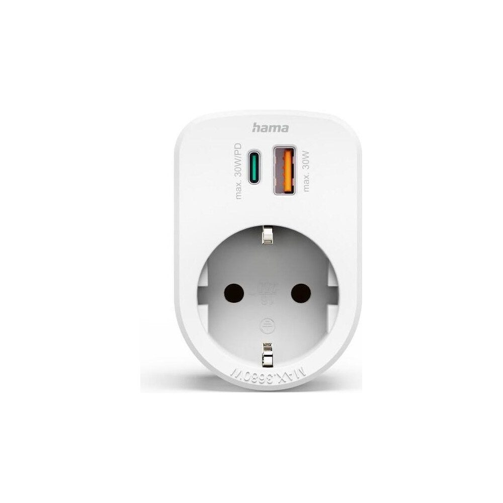 Hama Steckdose Hama Mehrfachstecker 30W weiss - Steckdosenleiste, Zuhause und Büro, kompaktes Design in elegantem Weiß