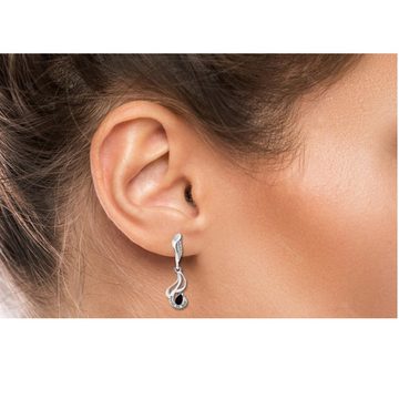 Limana Paar Ohrhänger echter äthiopischer Opal schwarz Silber 925 hängende Ohrringe Damen (inkl. Herz Geschenkdose und Tasche), Geschenk Idee für Frauen Damen Echtschmuck