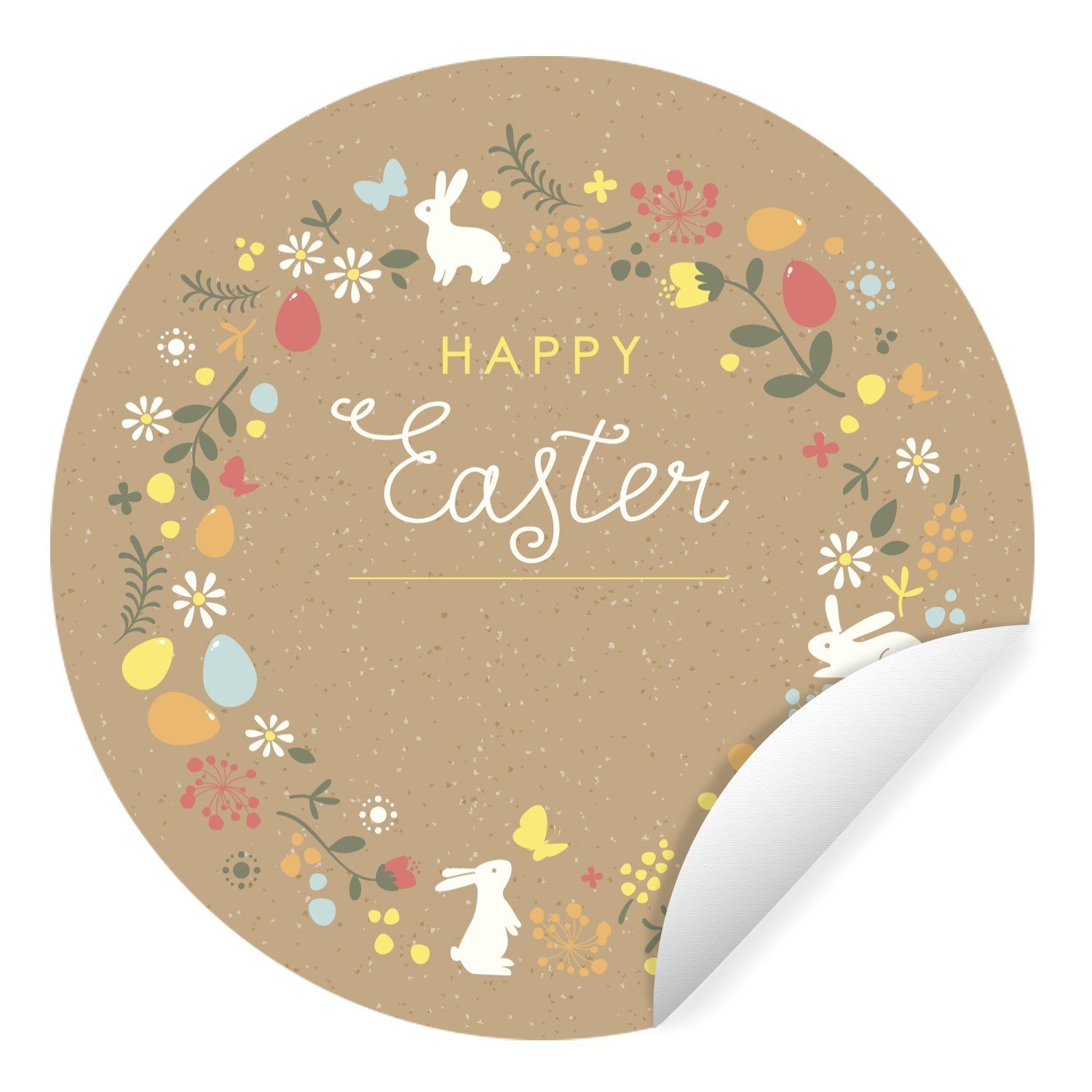 MuchoWow Wandsticker Design - Ostern - Zitate (1 St), Tapetenkreis für Kinderzimmer, Tapetenaufkleber, Rund, Wohnzimmer