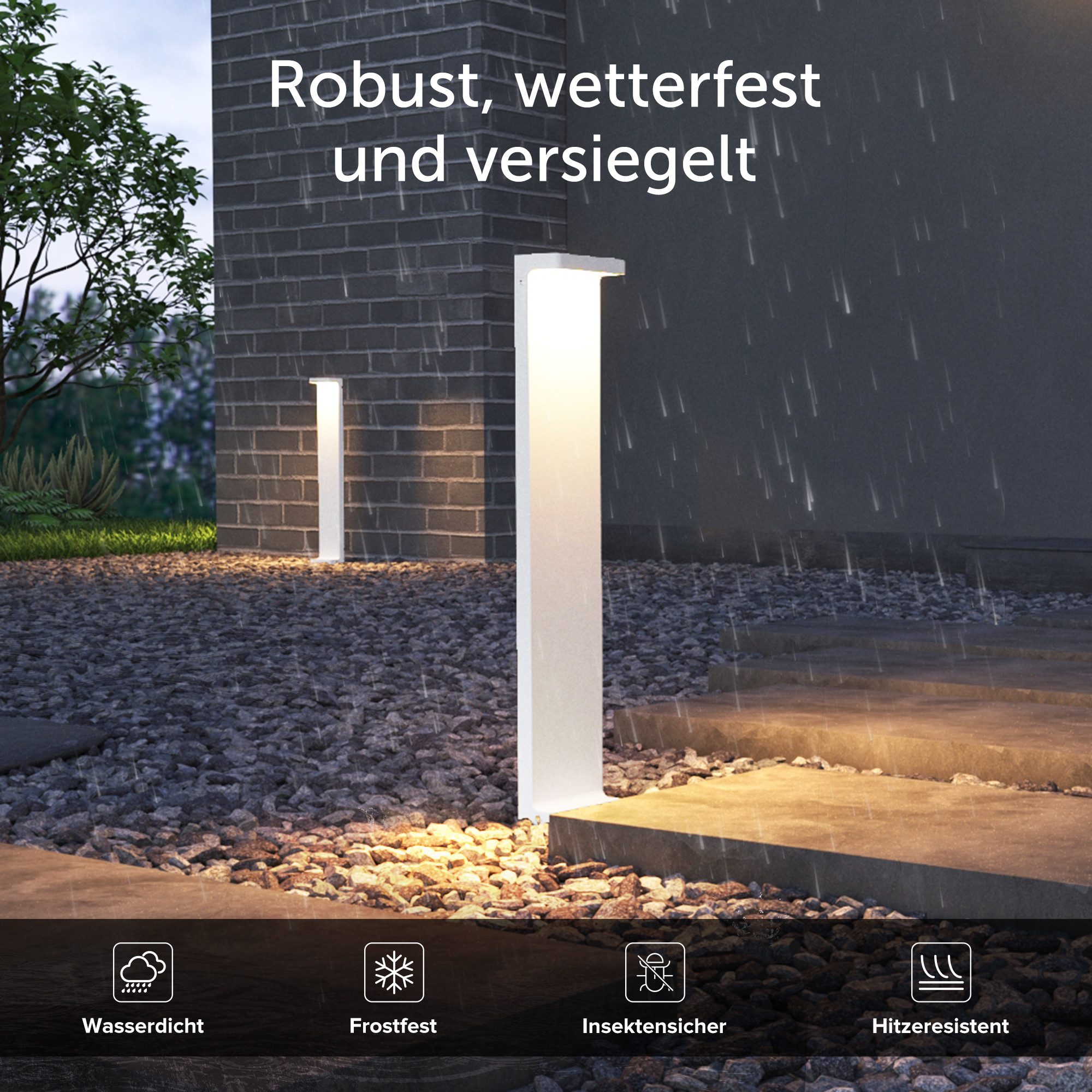 doporro LED Stehlampe Außenleuchte Außenlampe Gartenlampe Gartenleuchte Wegeleuchte, Warmweiß, Mit moderner COB-LED-Technologie; Glasabdeckungen